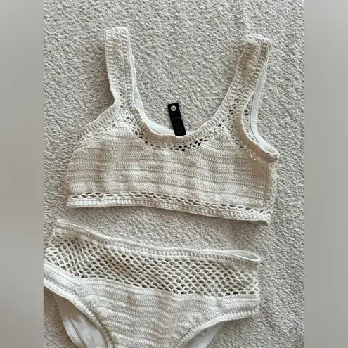 Beach Riot NWT Elliot Crochet White Bikini Set L