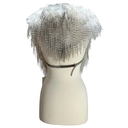 Jaded London Haka Feather Faux Fur Backless Top W/ Hoodie, Grey, S/M