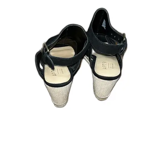 Apt. 9 Women’s  defined comfort open toe black suede wedge espadrilles summer - Image 3