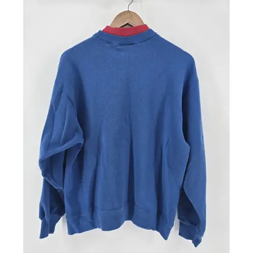 Vintage Gopher Sport Sweatshirt Heart Floral Dragonfly Crewneck Blue Large