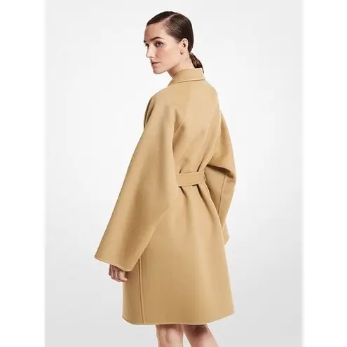 Michael Kors Collection Double Face Wool Melton Bathrobe Coat Tan Size XS