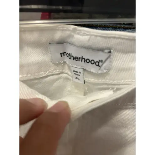 Motherhood Maternity White Denim Shorts Low Rise Under Belly Cut Off Size XXL