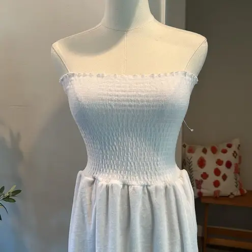 Beach Riot Lilee Strapless Smocked Cover-Up White Dress New!