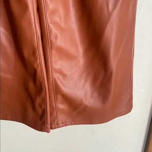 Judy Blue Vegan Leather Pants Cognac Wide Leg Cropped Tummy Control