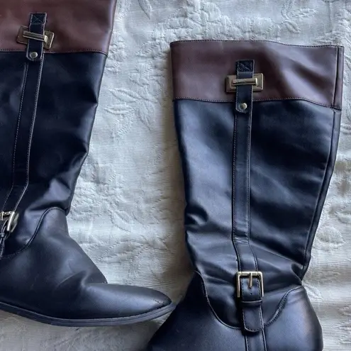 Karen Scott Women’s Deliee 2 Calf Knee-High Riding Boots Size 10 Brown Black Zip