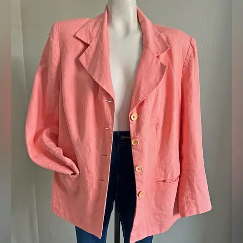 Bagatelle Coral Linen Blend Blazer Womens M, Button Front Lightweight Jacket Orange Size L - Image 11