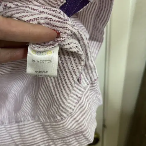 COOGI vintage purple striped cotton full zip long sleeve belted dress size XL