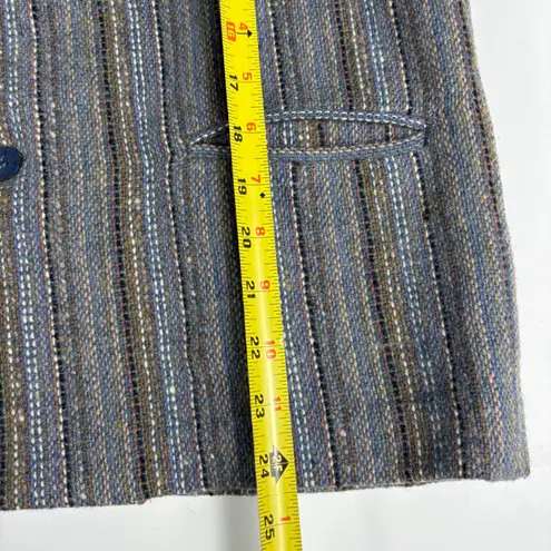Vintage McNutt Irish Tweed Blazer Women's M Multi Stripe Shawl Collar Blue Size 6