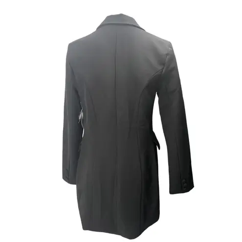 NEW Shoe Dazzle Black Double Breasted Long Sleeve Long Blazer Coat Jacket Size S