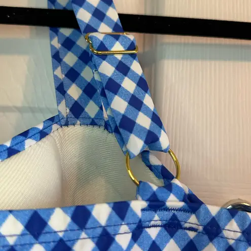 Shore Fit Blue Gingham Bikini Top Size 18W