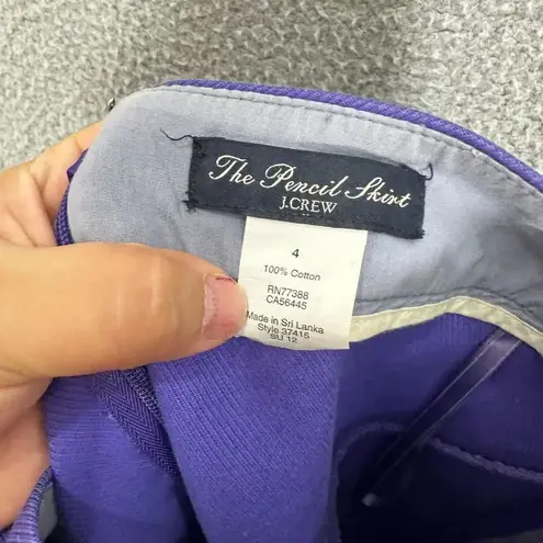 J. Crew womens skirt 4 purple pencil cotton solid pockets office career preppy