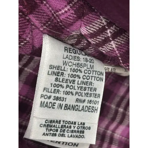 BERNE Softstone Duck Barn Coat Jacket Women's Size XL Flannel Lined Canvas Chore Purple