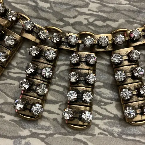 J.Crew  Antique Gold Tone Rhinestone Bib Necklace