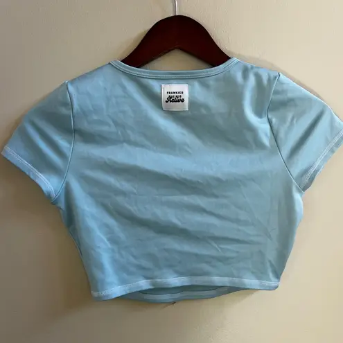 frankie's bikinis  Zippy Baby Tee Crop Top in Baby Blue size medium