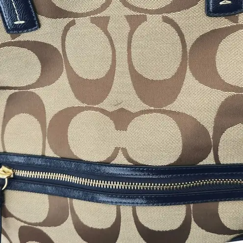 Coach Crossbody Signature Foldover - Khaki/Navy F23304 Jacquard Tote