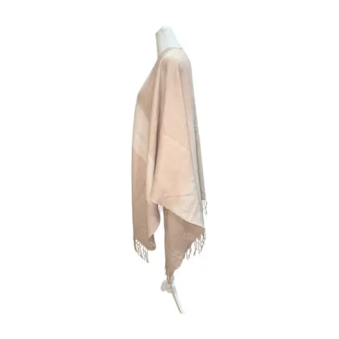 SOIA & KYO Women's Pink Beige Plaid Fringe Poncho Wrap Scarf