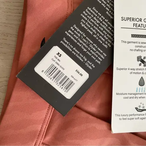 Glyder | Mauve Pink Clay Zebra Gloss Tide Sports Bra New