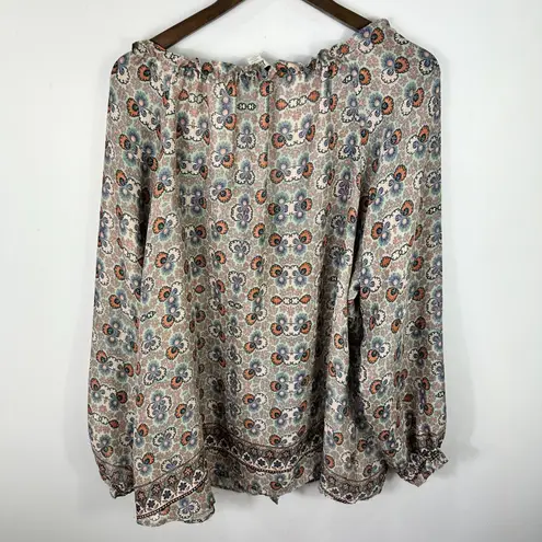 Vintage America Peasant Top 2X Floral Boho Tassel Blouse Boho Hippie Sheer Flowy