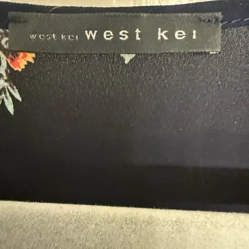 West Kei Floral Navy Blouse with Tie Front