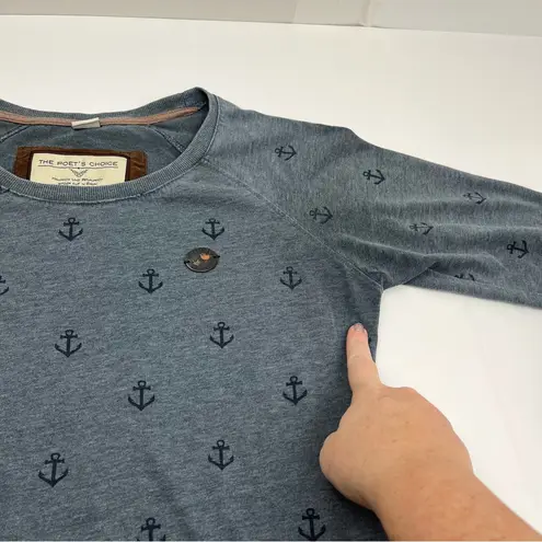 Naketano The Poet’s Choice Womens Crewneck Sweatshirt Medium Blue Anchor *FLAW