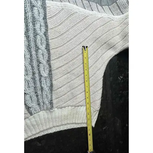 Juice vintage cable Knit patchwork leather Striped Sweater Long Sleeve XL