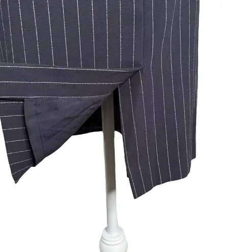 Tahari Navy Pinstripe Dress 6 Bell Sleeve Pencil Sheath Knee Length Lined Career