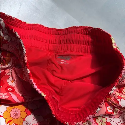 Avia Red and Pink Athletic Shorts Vibrant Floral Design