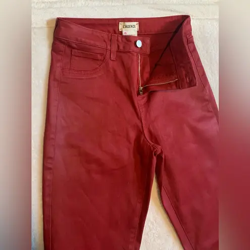 L'Agence L’AGENCE Margot Coated Skinny Jean Wax Coated Red - Size 26 NWOT