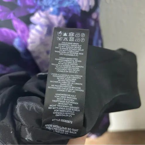 City Chic Hydrangea Fit & Flare Dress black purple Sz 24