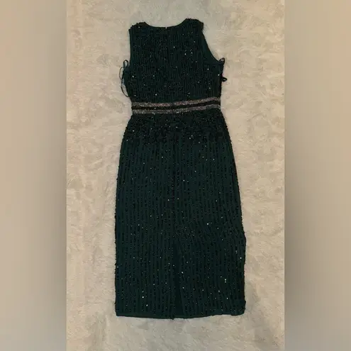 Mac Duggal NWOT Sleeveless High Neck Midi Sheath Dress NEW Size 8 deep emerald