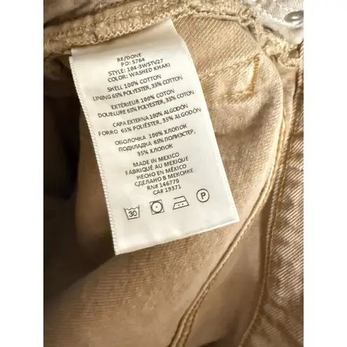 RE/DONE 70’s Ultra High Rise Stove Pipe Washed Khaki Straight Jeans Size 26