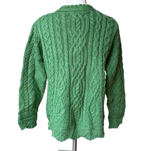 NWT, Aran Crafts Ireland Green Merino Wool Cable Knit Cardigan Sweater, Sz XL