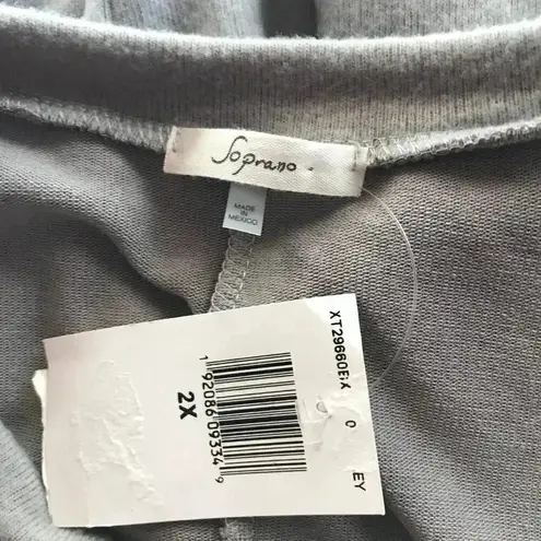 Soprano Plus Size Cozy Hacci Dolman Top Gray NWT 2X