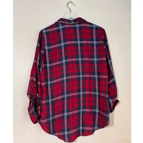 Stoosh Womens Shirt Womens XL Red & Blue Plaid Button-Up