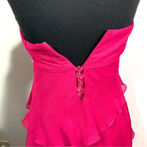 Fuchsia Pink Flowy Tiered Halter Dusk Collection By Sheila Yen Dress Size 4