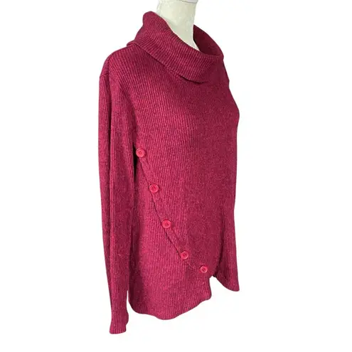 Studio 1886 wine colored cowl neck long sleeve pullover stretchy sweater size L