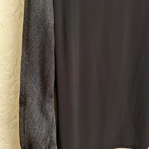 Adele & May Black Scoop Neck 3/4 sheer sparkly Sleeve Blouse size 3X