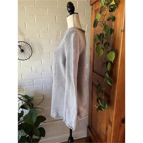 Cotton Rolled Neck And Sleeves Sweater Grey Size XL