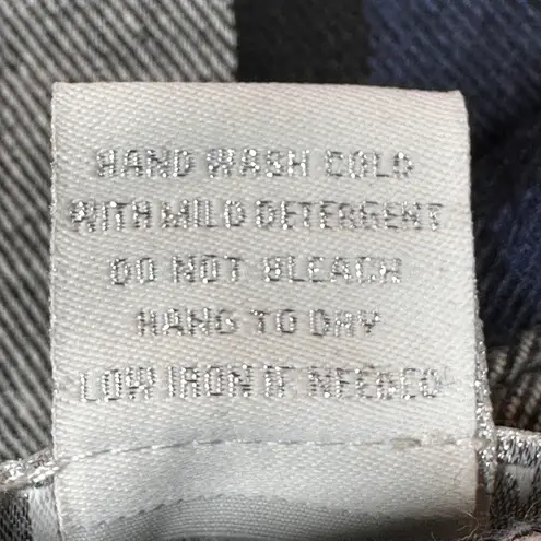 Life Flannel Women Large Black White Blue Buffalo Check Lightweight Button Shirt