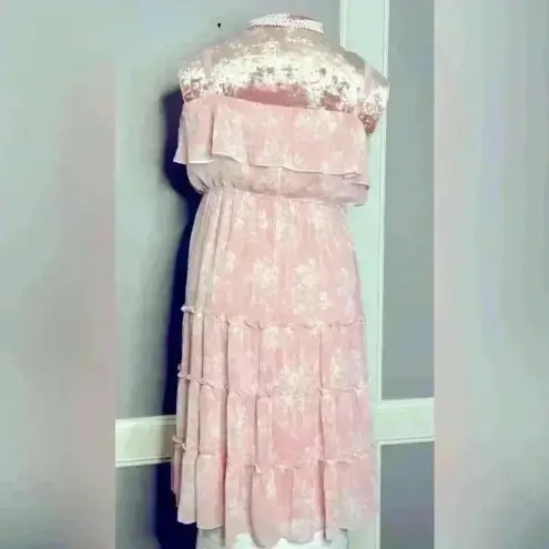 Francesca's mi ami Candice Floral Flounce Maxi Dress (V12) Pink Size 1X