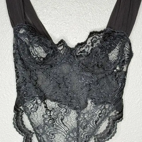 Victoria's Secret VTG  90s Scallop Lace Teddy 36B High Cut Thong Bodysuit USA Made