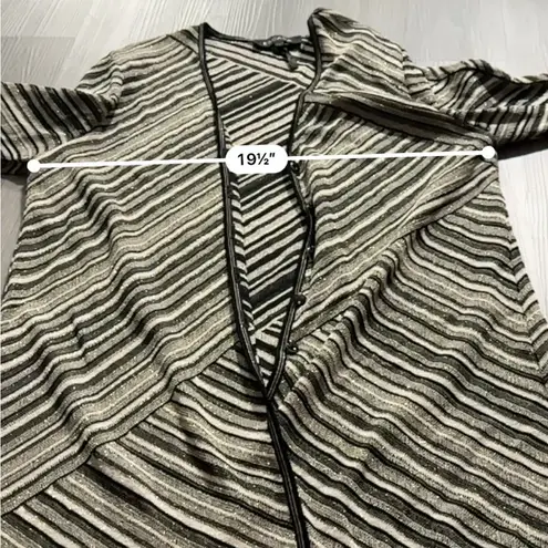 Escada Cream & Black Striped Open Knit 3/4 Sleeve Sweater Cardigan Size 44