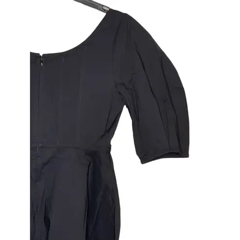 Tuckernuck Women Top Ribbed Nealy Corset Puff Sleeve Peplum Blouse Black XS NWT