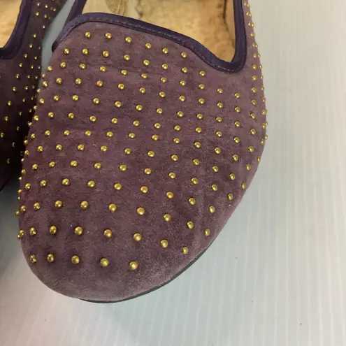 UGG Australia Purple Suede Studded Sheepskin Flats Women’s 6.5 Slip On Loafers