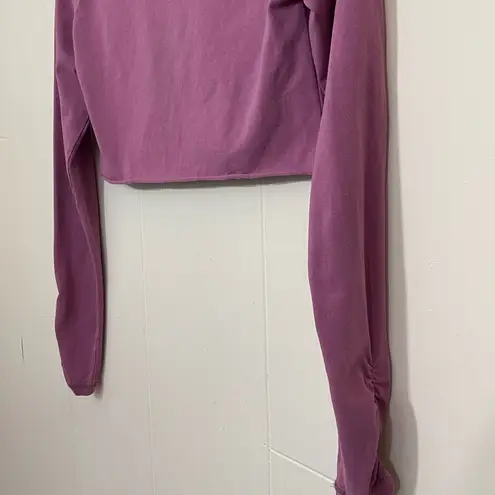 Matilda Jane  Pink Mauve Long Sleeve Crop Top Ruched Cotton Spandex~ Size XS