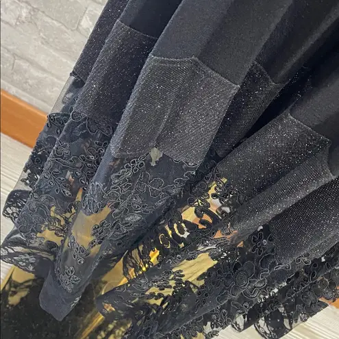 Helsi Chic Black Midi Dress with Lace Hem Size XL