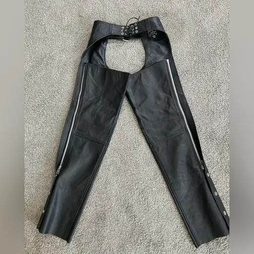Genuine Leather Biker Chaps Black Leather Unisex Size XXS Like New