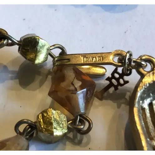 Trifari Jewels by Green & Rainbow Beaded AB Multi Strand Necklace Earrings Set