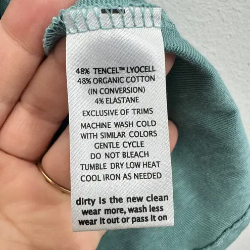 Toad & Co Teal Green Floral Print Short Sleeve Tie Waist Tencel Cotton Dress