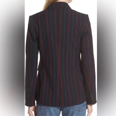 Veronica Beard Carter Cutaway Striped Dickey Single Button Blazer Navy Red 6 - Image 4